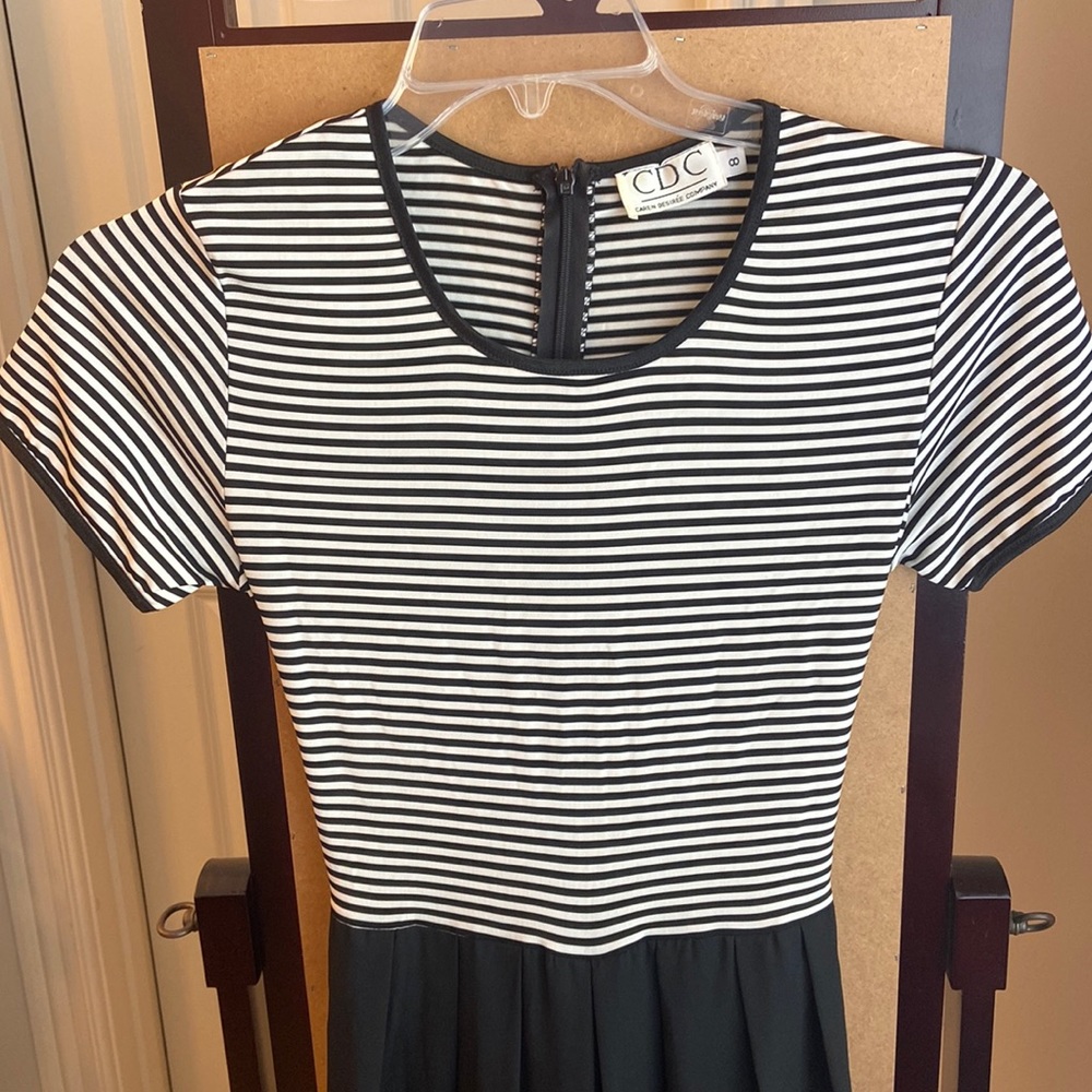 NWOT 8 CDC Caren Desiree Co. Striped black jumpsuit 8